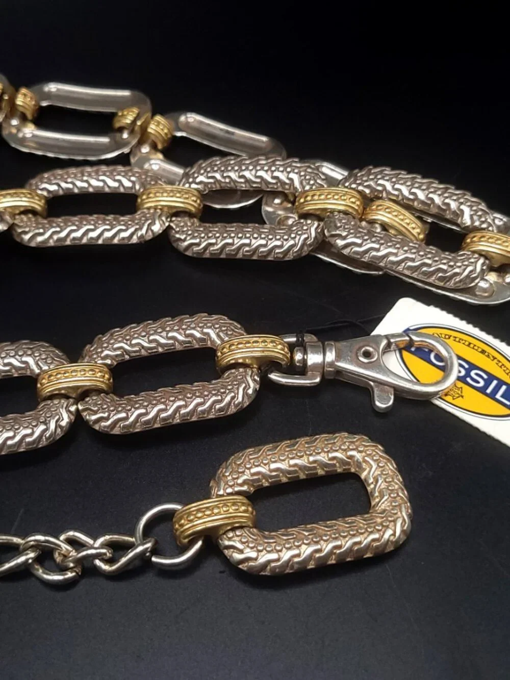 Vintage Fossil Two-Tone Metal Adjustable Belt